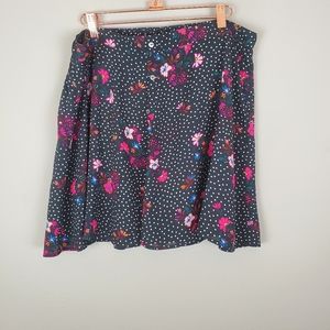 Express Black Floral and Polka Dot Skirt